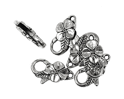 Antique Silver (plated) Floral Lobster Clasp 25x14mm