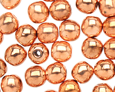 Czech Glass Copper Penny Round 4mm
