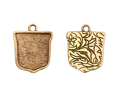 Nunn Design Antique Gold (plated) Crest Ensign Bezel Pendant 20x24mm
