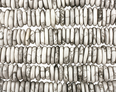 White Howlite Side Drilled Flat Polished Pebble 4x22-23mm