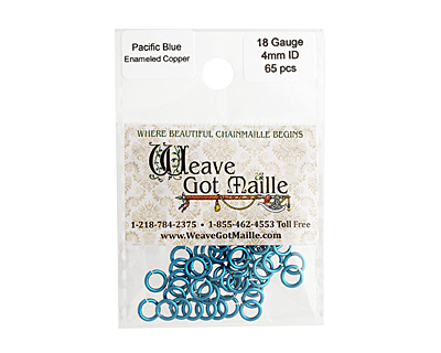 Pacific Blue Enameled Copper Round Jump Ring 6mm, 18 gauge