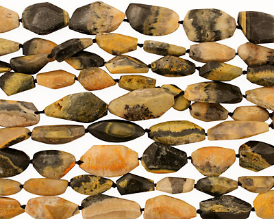 Mexican Sunflower Agate Faceted Nugget (long) 21-33x9-18mm