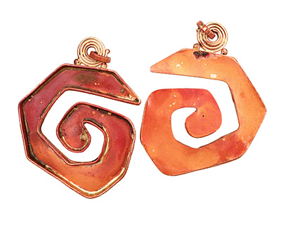 Patricia Healey Copper Spiral Bezel Pendant 50x65mm
