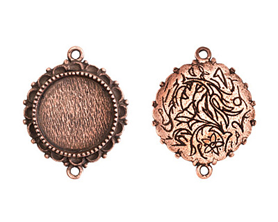 Nunn Design Antique Copper (plated) Large Ornate Circle Bezel Link 37x30mm