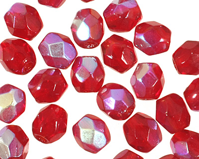 Czech Fire Polished Glass Garnet AB Round 3mm