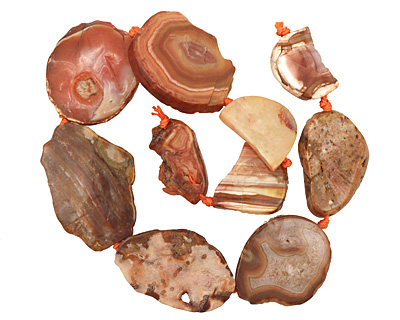 Banded Red Agate Freeform Pieces Graduated 29-50x20x44mm
