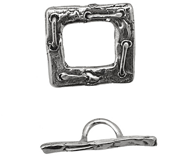 Rustic Charms Sterling Silver Heavy Laced Toggle Clasp 21mm, 27mm bar