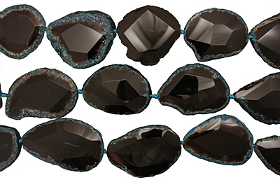 Midnight Blue Agate Natural Edge Freeform Faceted Slab 55-65x37-57mm