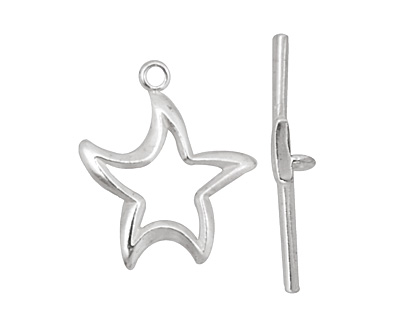 Silver (plated) Stylized Star Toggle Clasp 24x20mm, 29mm bar