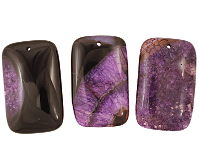 Black & Purple Agate Rectangle Pendant 35x55mm