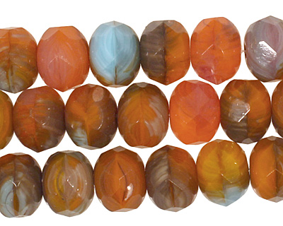 Czech Glass Pumpkin Sky Fire Polished Rondelle 6x9mm