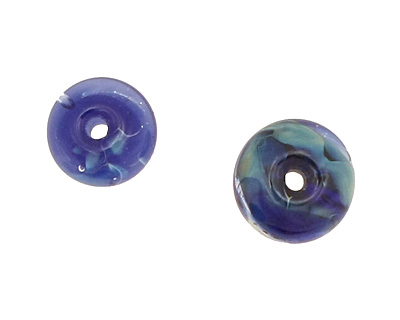 The BeadsNest Lampwork Glass Blue Rondelle 8-9x12-13mm