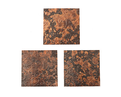 Lillypilly Mottled Scrolling Vine Embossed Patina Copper Sheet 3
