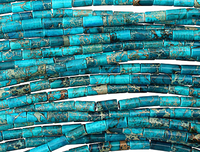 Teal Impression Jasper Tube 12x6mm