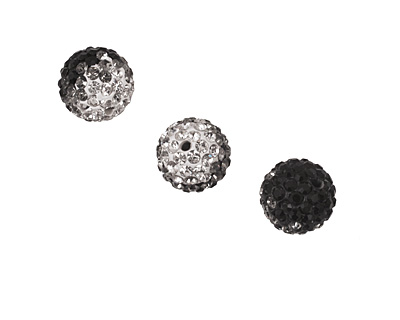 Jet/Crystal Ombre Pave Round 10mm (1.5mm hole)