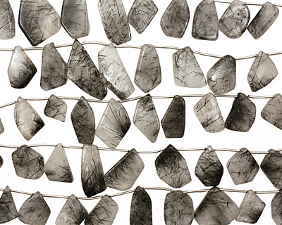 Tourmilated Quartz Flat Freeform Drop 10-22x21-34mm