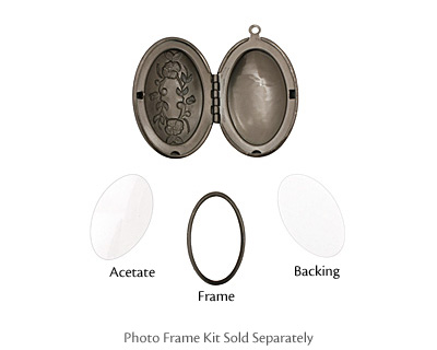 Gunmetal Oval Victorian Rose Heirloom Locket 27x41mm