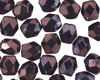 Czech Fire Polished Glass Luster Metallic Amethyst Round 3mm