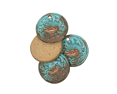 Kylie Parry Ceramic Rustic Aqua Nesting Pendant 30mm