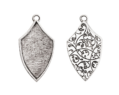 Nunn Design Antique Silver (plated) Crest Regiment Bezel Pendant 19x36mm
