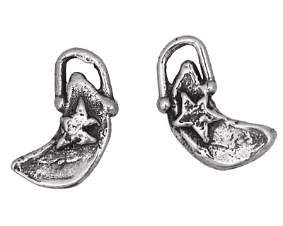 Rustic Charms Sterling Silver Little Moon w/ Star Charm 8x14mm
