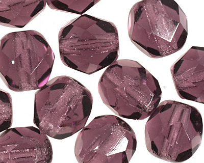 Czech Fire Polished Glass Amethyst Round 6mm
