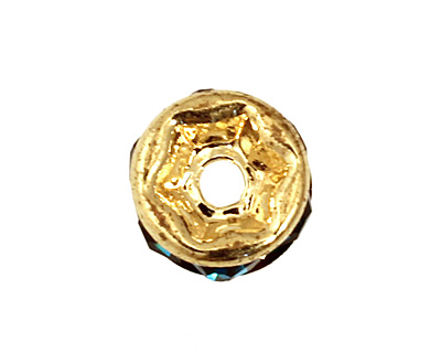 Gold (plated) Teal Rhinestone Rondelle 3x6mm