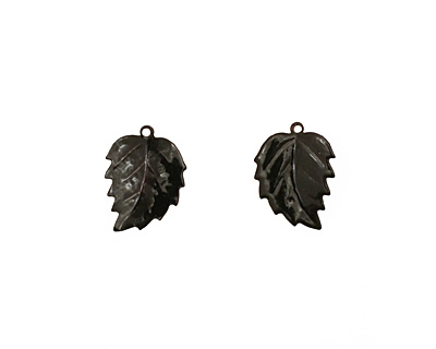 C-Koop Enameled Metal Black Leaf 15x20mm
