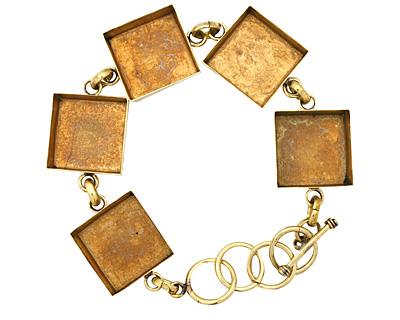 Brass Square Bezel Link Bracelet 19mm