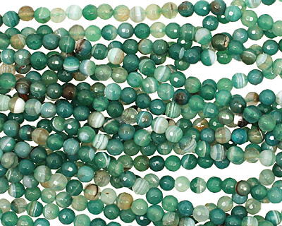 Green Line Agate Faceted Round 6mm