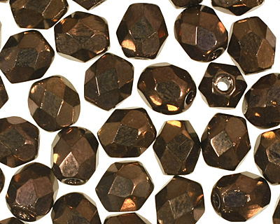 Czech Fire Polished Glass Dark Bronze Round 4mm