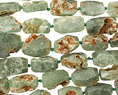 Prehnite Faceted Freeform Nugget Graduated 26-34x17-18mm
