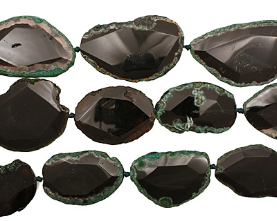 Moss Green Agate Natural Edge Freeform Faceted Slab 43-55x33-49mm