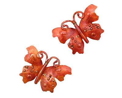 Patricia Healey Copper Dotted Butterfly Pendant 43x31mm
