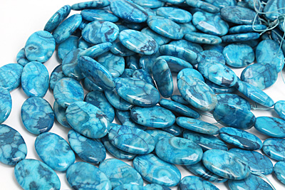 Larimar Blue Crazy Lace Flat Oval 30x20mm