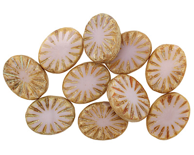 Czech Glass Wisteria Picasso Flower Window Oval 17x13mm