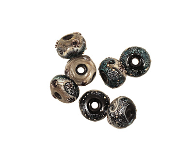 Grace Lampwork Sable Celestial Rondelle 9x14mm