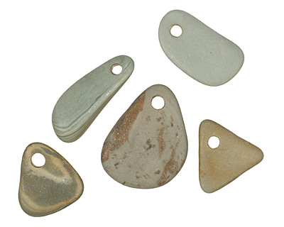 Green/Blue Beach Stone Charm 11-18x13-23mm