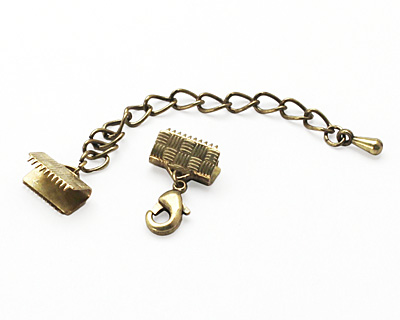 Artistic Wire Antique Brass Mesh Clasp (w/ Extension Chain & Lobster Clasp) 10mm