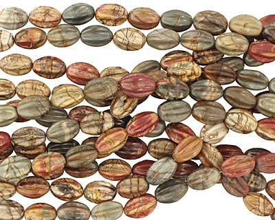Red Creek Jasper Carved Melon 18x10-12mm