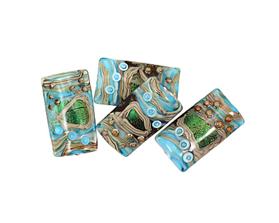 Grace Lampwork Mirage Lake Kalera 26-27x38-39mm