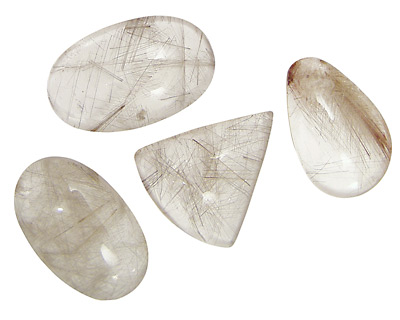 Silver Rutilated Quartz Freeform Cabochon 18-35x30-40mm