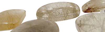 Silver Rutilated Quartz Freeform Cabochon 18-35x30-40mm