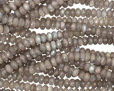 Labradorite Faceted Rondelle 4x8mm
