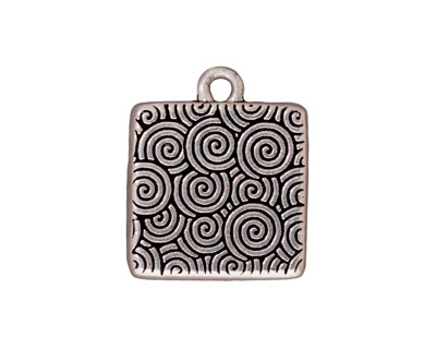 TierraCast Antique Silver (plated) Hammertone Square Frame Drop 19x22mm