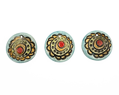 Jangles Ceramic Turquoise Flower Pendant 35-36mm