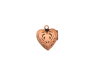 Antique Copper (plated) Tiny Pressed Heart Heirloom Locket 13x15mm