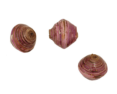 African Paper (purple, pink, w/ white) Bicone 20x21-22mm