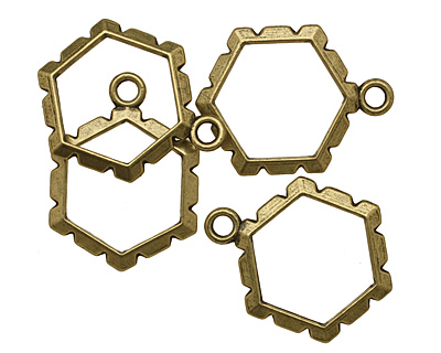 Artistic Wire Antique Brass Hexagon Wrapper 18x24mm