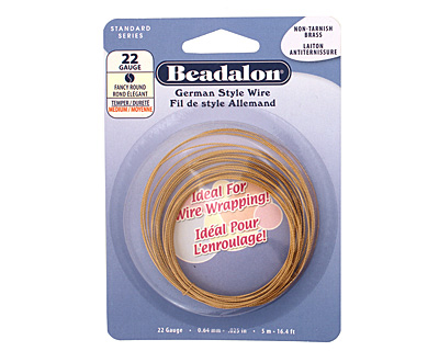 German Style Wire Non Tarnish Brass Fancy Round 22 gauge, 5 meters